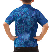 Hawaiian Turtles and Polynesian Art Tattoo Family Matching Puletasi and Hawaiian Shirt Ocean Abyss