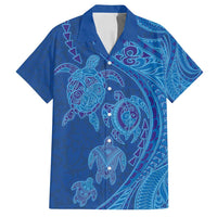 Hawaiian Turtles and Polynesian Art Tattoo Family Matching Puletasi and Hawaiian Shirt Ocean Abyss