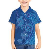 Hawaiian Turtles and Polynesian Art Tattoo Family Matching Puletasi and Hawaiian Shirt Ocean Abyss