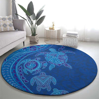 Hawaiian Turtles and Polynesian Art Tattoo Round Carpet Ocean Abyss