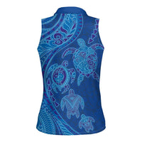 Hawaiian Turtles and Polynesian Art Tattoo Women Sleeveless Polo Shirt Ocean Abyss LT03 - Polynesian Pride