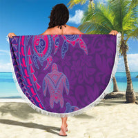 Hawaiian Turtles and Polynesian Art Tattoo Beach Blanket Dusky Violet LT03 - Polynesian Pride