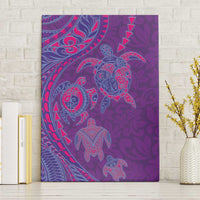 Hawaiian Turtles and Polynesian Art Tattoo Canvas Wall Art Dusky Violet