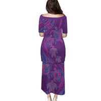 Hawaiian Turtles and Polynesian Art Tattoo Puletasi Dusky Violet