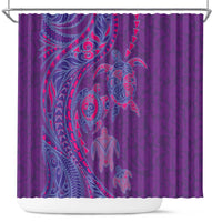 Hawaiian Turtles and Polynesian Art Tattoo Shower Curtain Dusky Violet