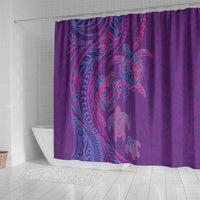 Hawaiian Turtles and Polynesian Art Tattoo Shower Curtain Dusky Violet