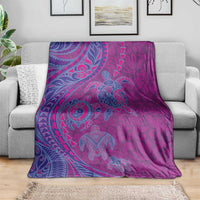Hawaiian Turtles and Polynesian Art Tattoo Blanket Cerise