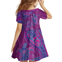 Hawaiian Turtles and Polynesian Art Tattoo Family Matching Off The Shoulder Long Sleeve Dress and Hawaiian Shirt Cerise