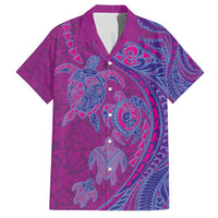 Hawaiian Turtles and Polynesian Art Tattoo Family Matching Summer Maxi Dress and Hawaiian Shirt Cerise