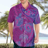 Hawaiian Turtles and Polynesian Art Tattoo Hawaiian Shirt Cerise