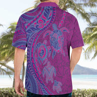 Hawaiian Turtles and Polynesian Art Tattoo Hawaiian Shirt Cerise