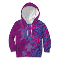 Hawaiian Turtles and Polynesian Art Tattoo Kid Hoodie Cerise