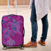 Hawaiian Turtles and Polynesian Art Tattoo Luggage Cover Cerise