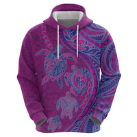 Hawaiian Turtles and Polynesian Art Tattoo Zip Hoodie Cerise