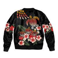 Hawaiian Hibiscus Turtle and Tropical Flower Bomber Jacket Dynamic Vibe LT03 - Polynesian Pride