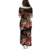 Hawaiian Hibiscus Turtle and Tropical Flower Family Matching Puletasi and Hawaiian Shirt Dynamic Vibe LT03 - Polynesian Pride