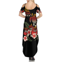 Hawaiian Hibiscus Turtle and Tropical Flower Family Matching Summer Maxi Dress and Hawaiian Shirt Dynamic Vibe