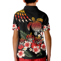 Hawaiian Hibiscus Turtle and Tropical Flower Kid Polo Shirt Dynamic Vibe