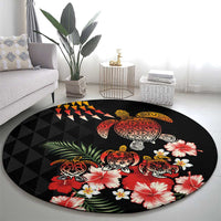 Hawaiian Hibiscus Turtle and Tropical Flower Round Carpet Dynamic Vibe LT03 - Polynesian Pride