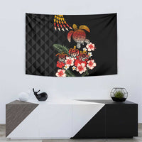 Hawaiian Hibiscus Turtle and Tropical Flower Tapestry Dynamic Vibe