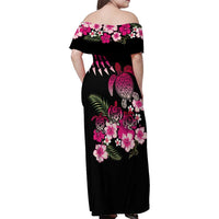 Hawaiian Hibiscus Turtle and Tropical Flower Family Matching Off Shoulder Maxi Dress and Hawaiian Shirt Sweet Vibe