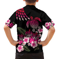 Hawaiian Hibiscus Turtle and Tropical Flower Family Matching Short Sleeve Bodycon Dress and Hawaiian Shirt Sweet Vibe