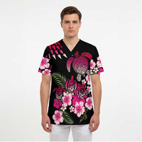 Hawaiian Hibiscus Turtle and Tropical Flower Scrub Top Sweet Vibe - Polynesian Pride