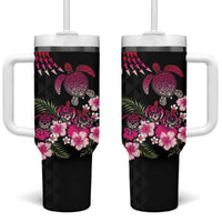 Hawaiian Hibiscus Turtle and Tropical Flower Tumbler With Handle Sweet Vibe