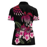 Hawaiian Hibiscus Turtle and Tropical Flower Women Polo Shirt Sweet Vibe