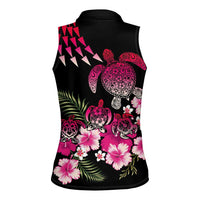 Hawaiian Hibiscus Turtle and Tropical Flower Women Sleeveless Polo Shirt Sweet Vibe