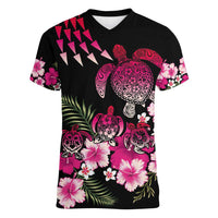 Hawaiian Hibiscus Turtle and Tropical Flower Women V-Neck T-Shirt Sweet Vibe