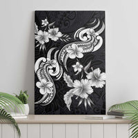 Hawaiian-Polynesian Art Tattoo Canvas Wall Art Hibiscus and Plumeria Grayscale