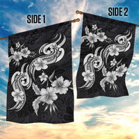 Hawaiian-Polynesian Art Tattoo Garden Flag Hibiscus and Plumeria Grayscale