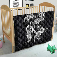 Hawaiian-Polynesian Art Tattoo Quilt Hibiscus and Plumeria Grayscale