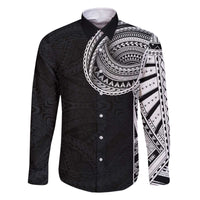 Samoan Art Tattoo Polynesian Pattern Family Matching Off Shoulder Short Dress and Hawaiian Shirt