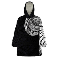 Samoan Art Tattoo Polynesian Pattern Wearable Blanket Hoodie LT03 One Size Black - Polynesian Pride