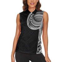 Samoan Art Tattoo Polynesian Pattern Women Sleeveless Polo Shirt