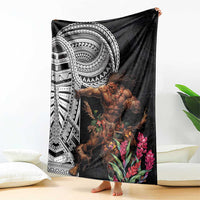 Samoan Warrior Art Tattoo Blanket Polynesian Pattern and Teuila