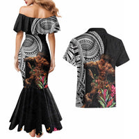 Samoan Warrior Art Tattoo Couples Matching Mermaid Dress and Hawaiian Shirt Polynesian Pattern and Teuila LT03 - Polynesian Pride