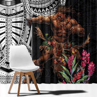 Samoan Warrior Art Tattoo Window Curtain Polynesian Pattern and Teuila