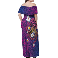 Hawaiian Octopus Tattoo and Frangipani Off Shoulder Maxi Dress