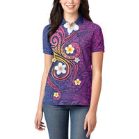 Hawaiian Octopus Tattoo and Frangipani Women Polo Shirt