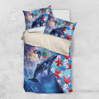 Hawaii Aloha Whales Bedding Set Hibiscus and Whales with Polynesian Pattern - Polynesian Pride