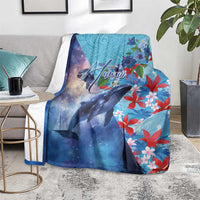 Hawaii Aloha Whales Blanket Hibiscus and Whales with Polynesian Pattern - Polynesian Pride