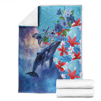 Hawaii Aloha Whales Blanket Hibiscus and Whales with Polynesian Pattern - Polynesian Pride