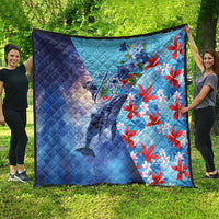 Hawaii Aloha Whales Quilt Hibiscus and Whales with Polynesian Pattern - Polynesian Pride