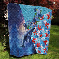 Hawaii Aloha Whales Quilt Hibiscus and Whales with Polynesian Pattern - Polynesian Pride