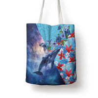 Hawaii Aloha Whales Tote Bag Hibiscus and Whales with Polynesian Pattern - Polynesian Pride