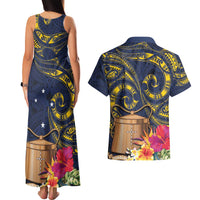 Tokelau Tokehega Day Couples Matching Tank Maxi Dress and Hawaiian Shirt Coat of Arms with Polynesian Tattoo and Hibiscus LT03 - Polynesian Pride
