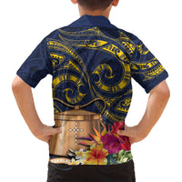 Tokelau Tokehega Day Family Matching Off The Shoulder Long Sleeve Dress and Hawaiian Shirt Coat of Arms with Polynesian Tattoo and Hibiscus LT03 - Polynesian Pride